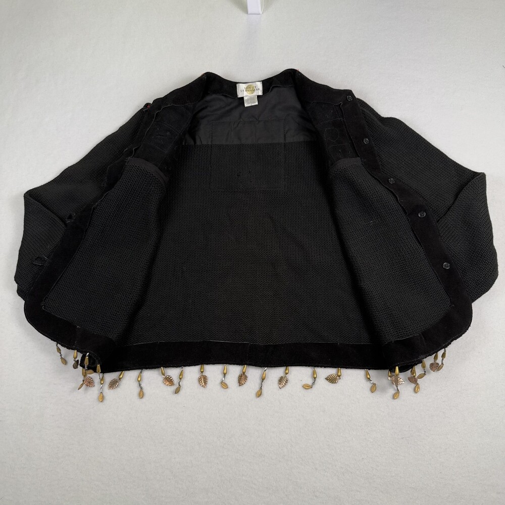 Vintage SANDY STARKMAN Jacket Leather Patchwork Embellished Artwear Black Size S - Picture 12 of 14